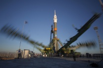 Prípravy na štart rakety Sojuz